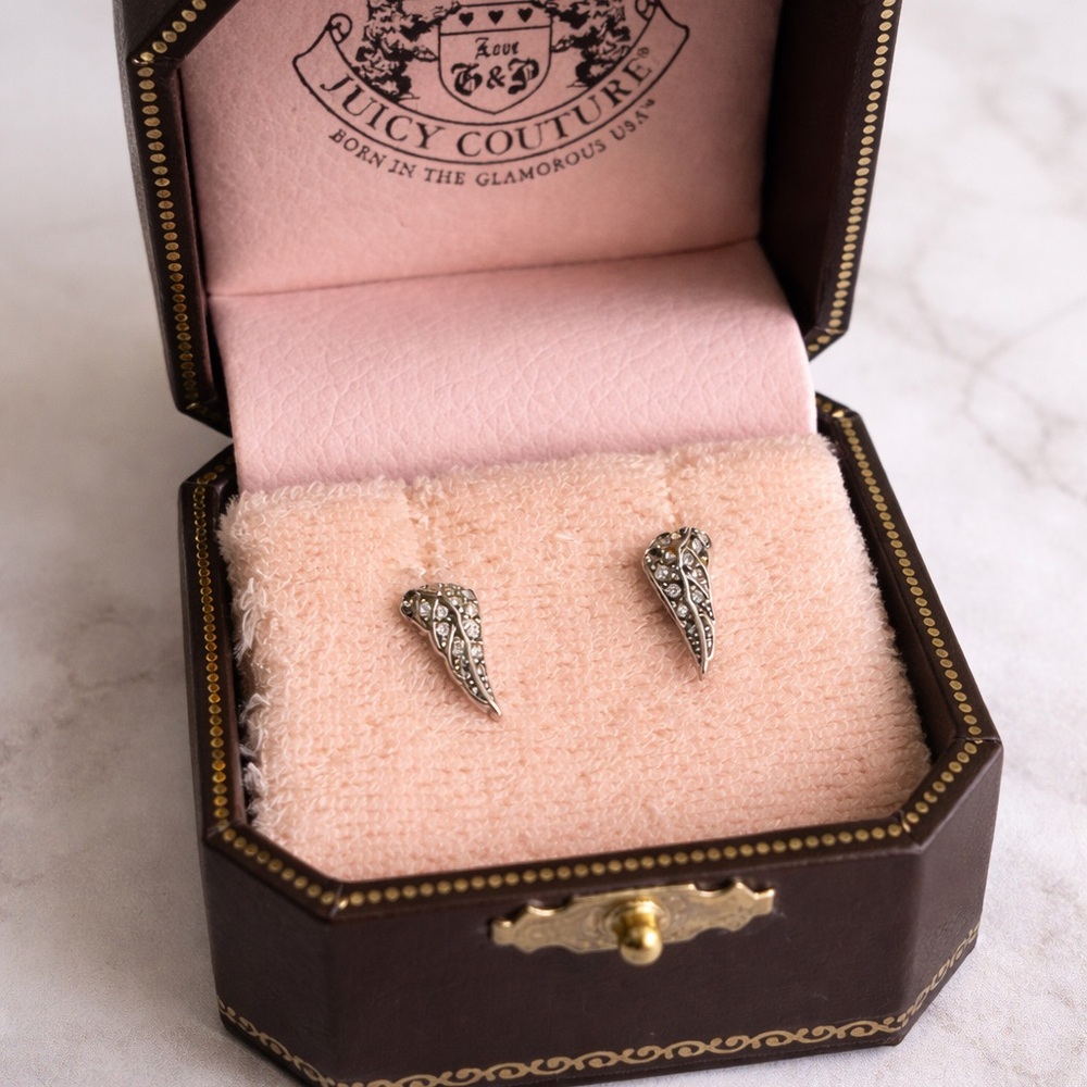 Juicy Couture Silver Wing Earrings | Y2K Glam | NEW